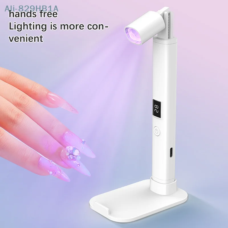 Portátil prego lâmpada secador com suporte, recarregável LED unha lâmpada, secagem rápida luz, stand estilo manicure, gel seco