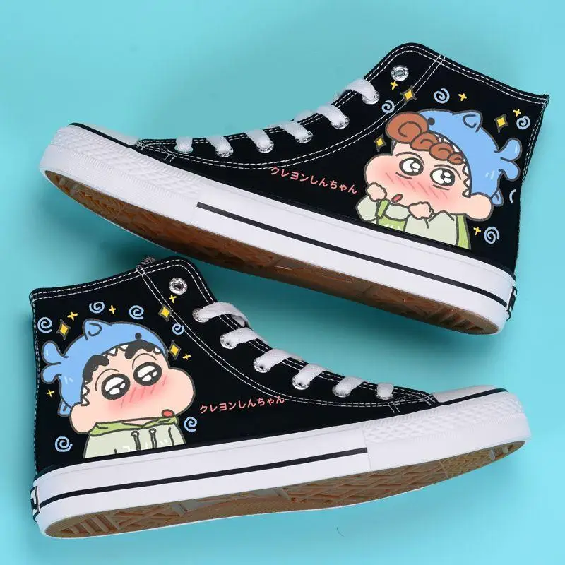 Anime Kawaii Cute Crayon Shin-Chans Shoes Canvas Shoe Casual Shoes Little White Shoes Hand Drawn Ins Cute Girl Birthday Gift