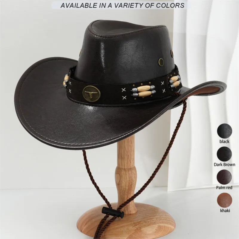 

Leather metal beaded hat heavy industry motorcycle performance personalized