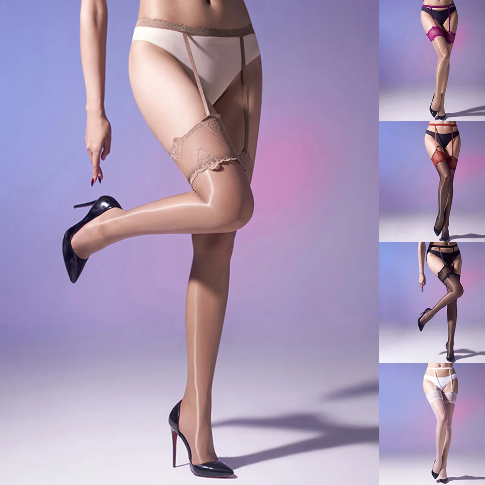 

Нижнее белье для повседневного использования, вечернее женское белье, длинные чулки-трубы, сексуальное женское белье с высокой талией, чулки, блестящее кружево, ультратонкая ткань