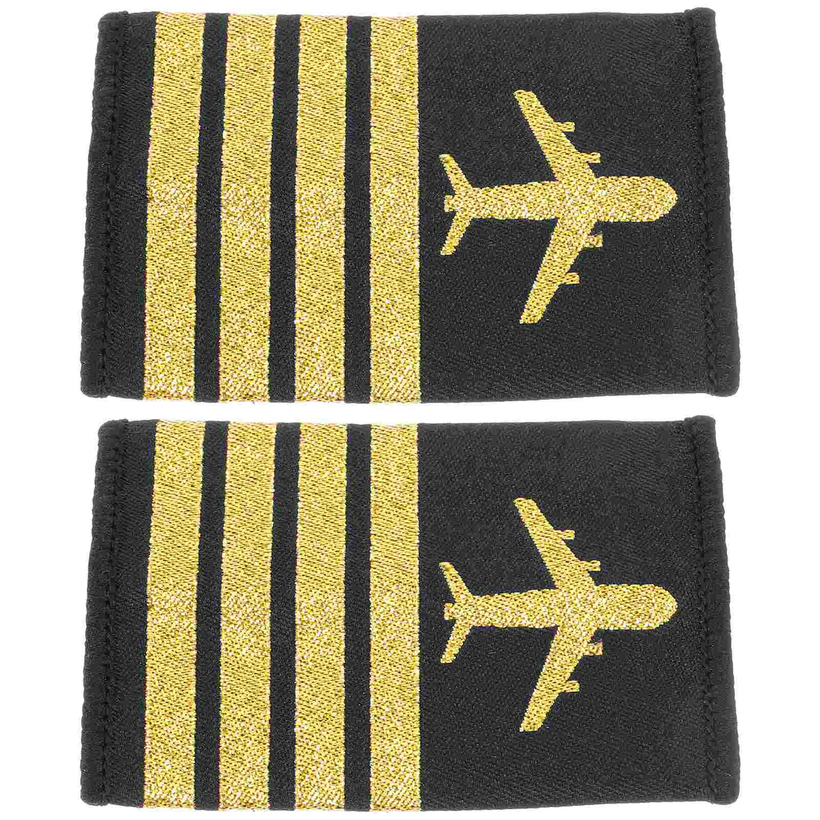 Charreteras de piloto de 2 piezas para hombres, placas de hombro de capitán, uniforme, avión vacío, espacio impresionante, decoraciones de cinta, disfraz