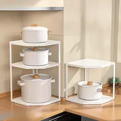 3/2 Tier Cookware Corner Rack Cabinet Organizer Bathroom Counter Storage Organizer for Kitchen Cupboard Enduring Bathroom
