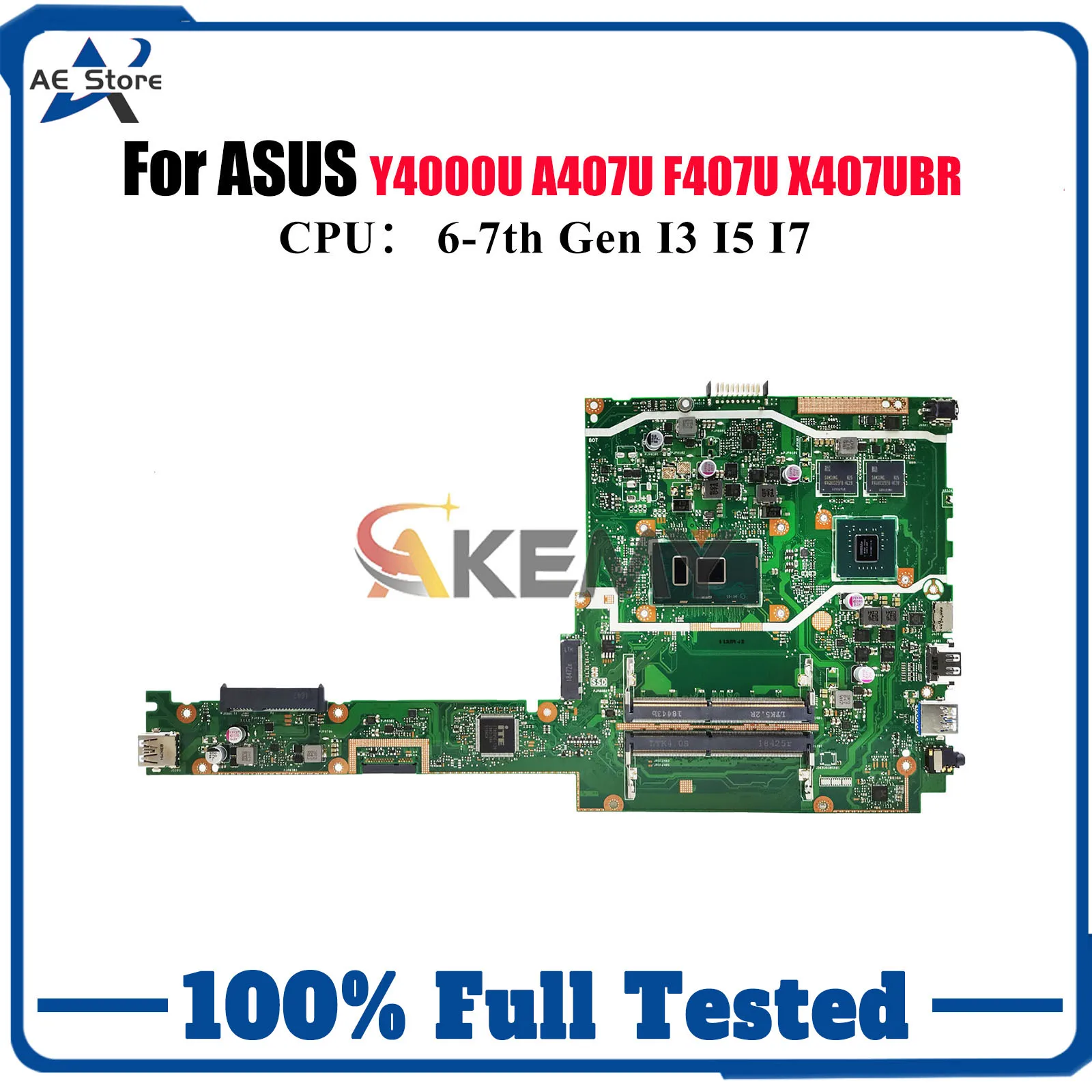 

X407UBR Laptop Motherboard For ASUS VivoBook Y4000U X407U X407UV X407UB X407UAR F407U A407U X407UF Mainboard With I3 I5 I7 CPU