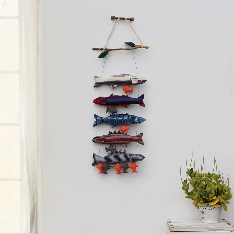 ‌Japanese inspired Wall Art&Sculpted Fish Decor-Linen Fabric Wall Hanging with Boho Accent Piece,Housewarming Gift for New Home