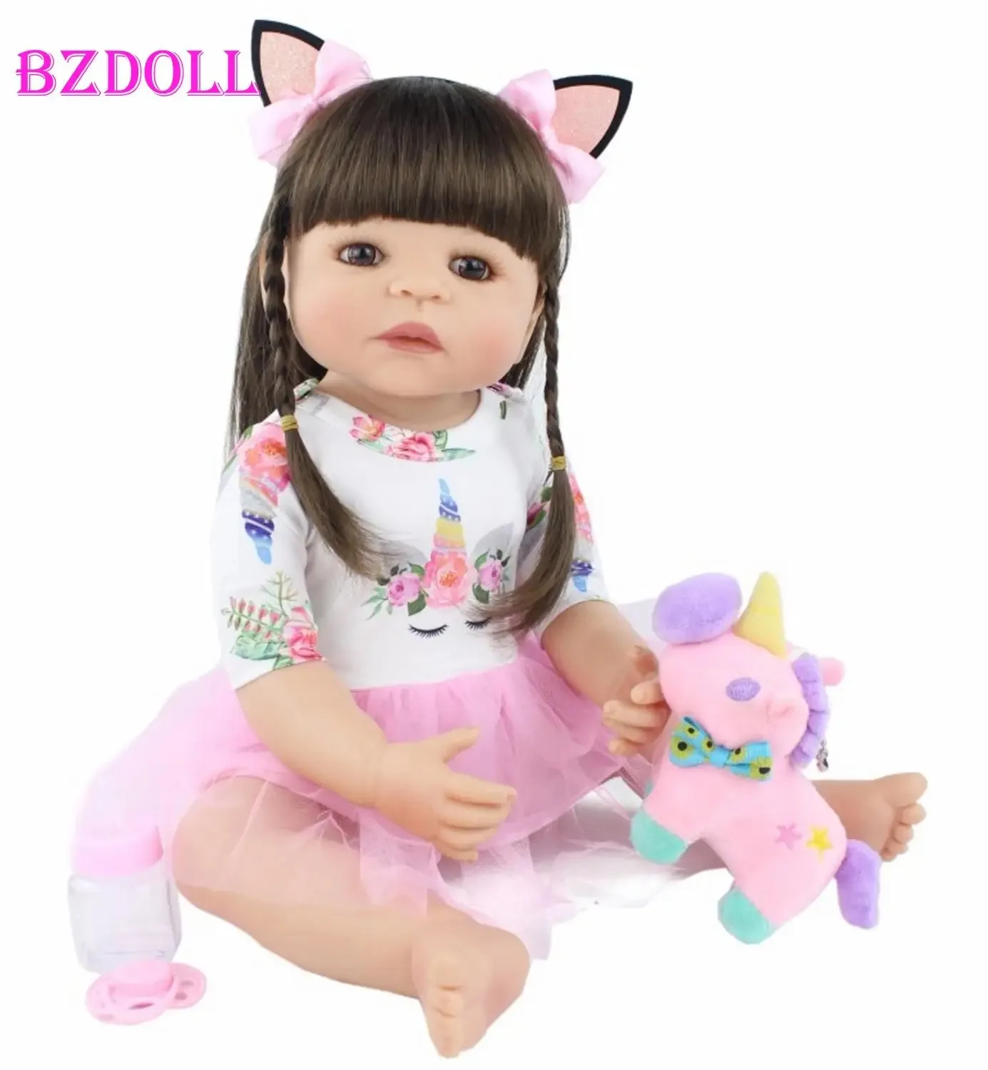 55cm Full Body Silicone Reborn Doll Newborn Princess Toddler Alive Babies Bebe Classic Boneca Bathe Toy Child Gift