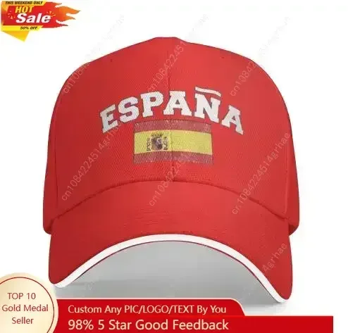 

Espana Flag of Spain Spanish Denim Hats for Mens Womens Baseball Caps Casquette Denim Adult Unisex Four Seasons Casual