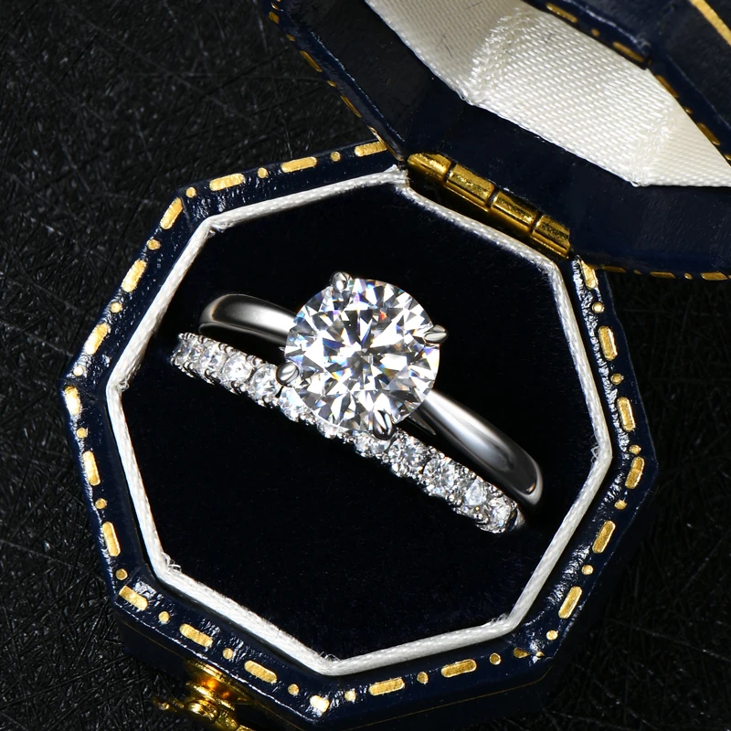 OXTAO Zertifizierter 2CT Ehering-Brautset für Damen, 14K Gold gefüllt, stapelbarer Eternity-Band-Ring, Jubiläumsschmuck D VVS1 – Detail 7