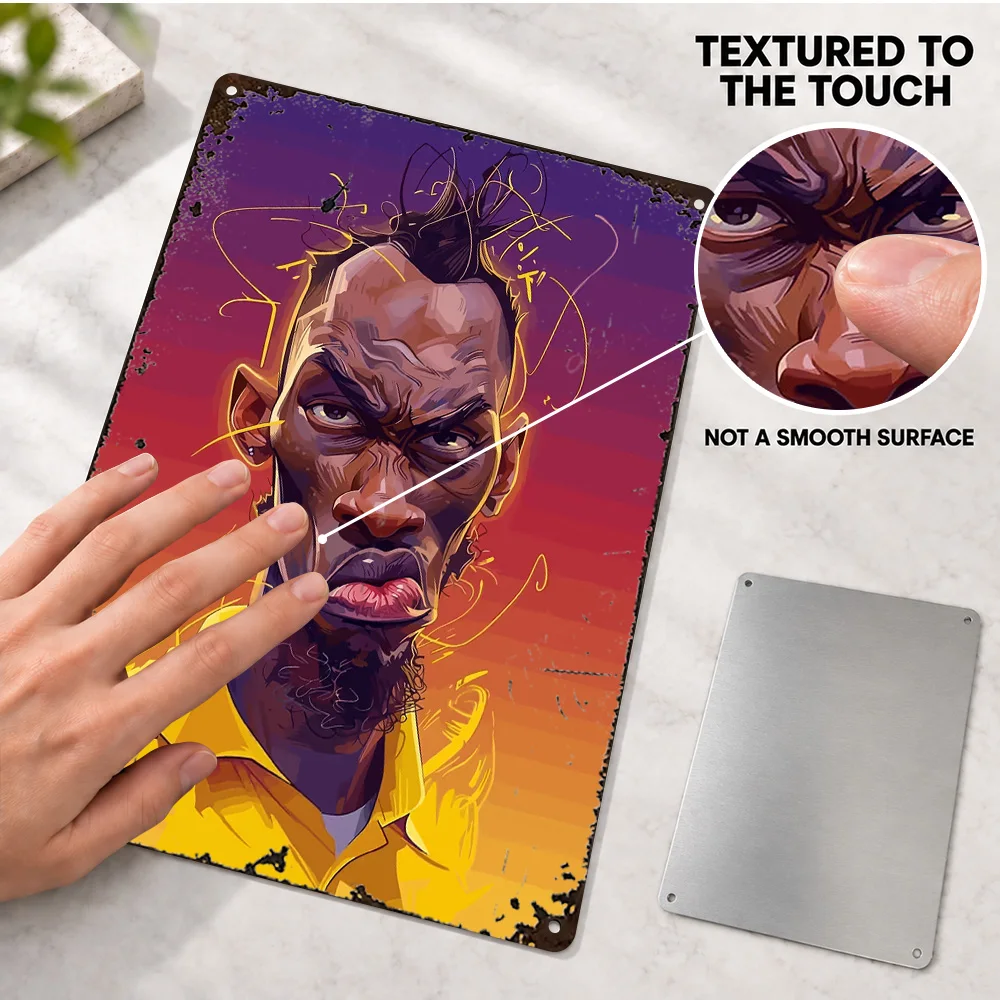 Usain Bolt Sprinter Printed Poster Personalized Aluminum Metal Sign Caricature With Spiky Hair Graphic Wall Art For Home Gym