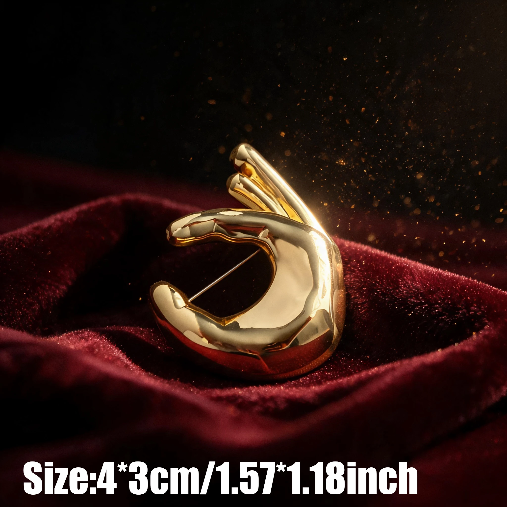 Modern Finger-Shaped Metal Brooch, Featuring A High-Gloss Mirror Finish In Silver And Gold, Perfect For Unisex Suit Jackets