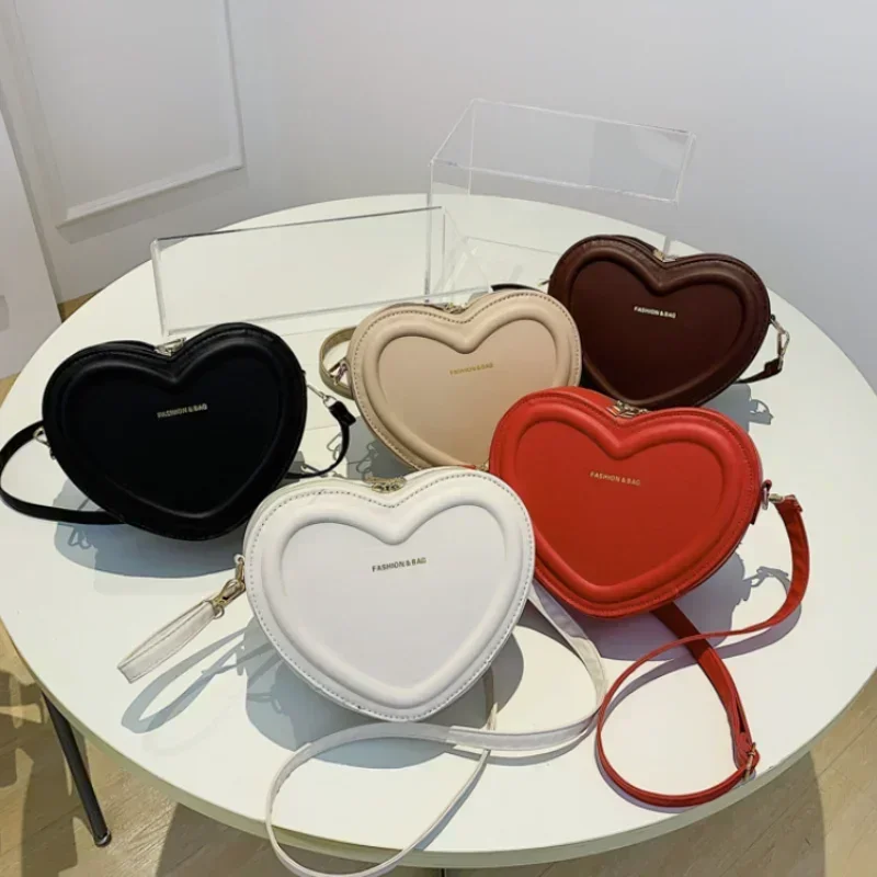 Fashion Heart Shape Crossbody Bags For Women New Solid Pu Leather Shoulder Bag Casual Ladies Handbags Designer Women Bags сумка