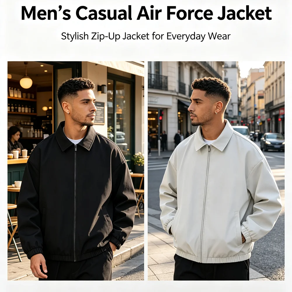 Spring Autumn Mens Bomber Jackets Fashion Men Retro Lapel Collar Streetwear Zipper Coats Men Windbreaker Baseball Uniform Jacket