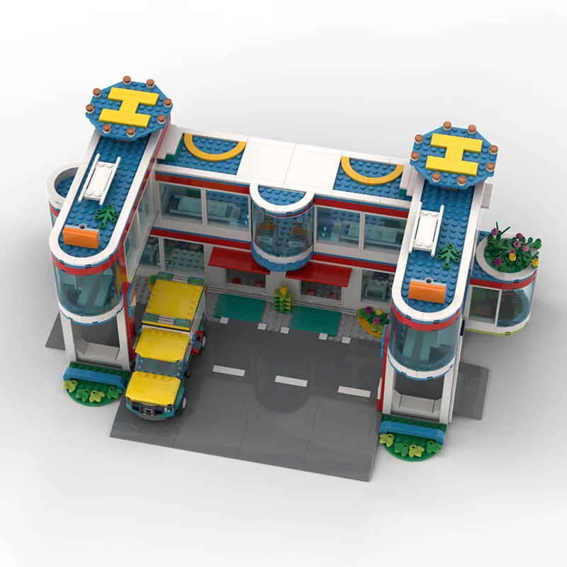 Moc Building Bricks Modular Hospital Model Technology Modular Block City Street View Toy DIY Set Assembly Christmas Gifts