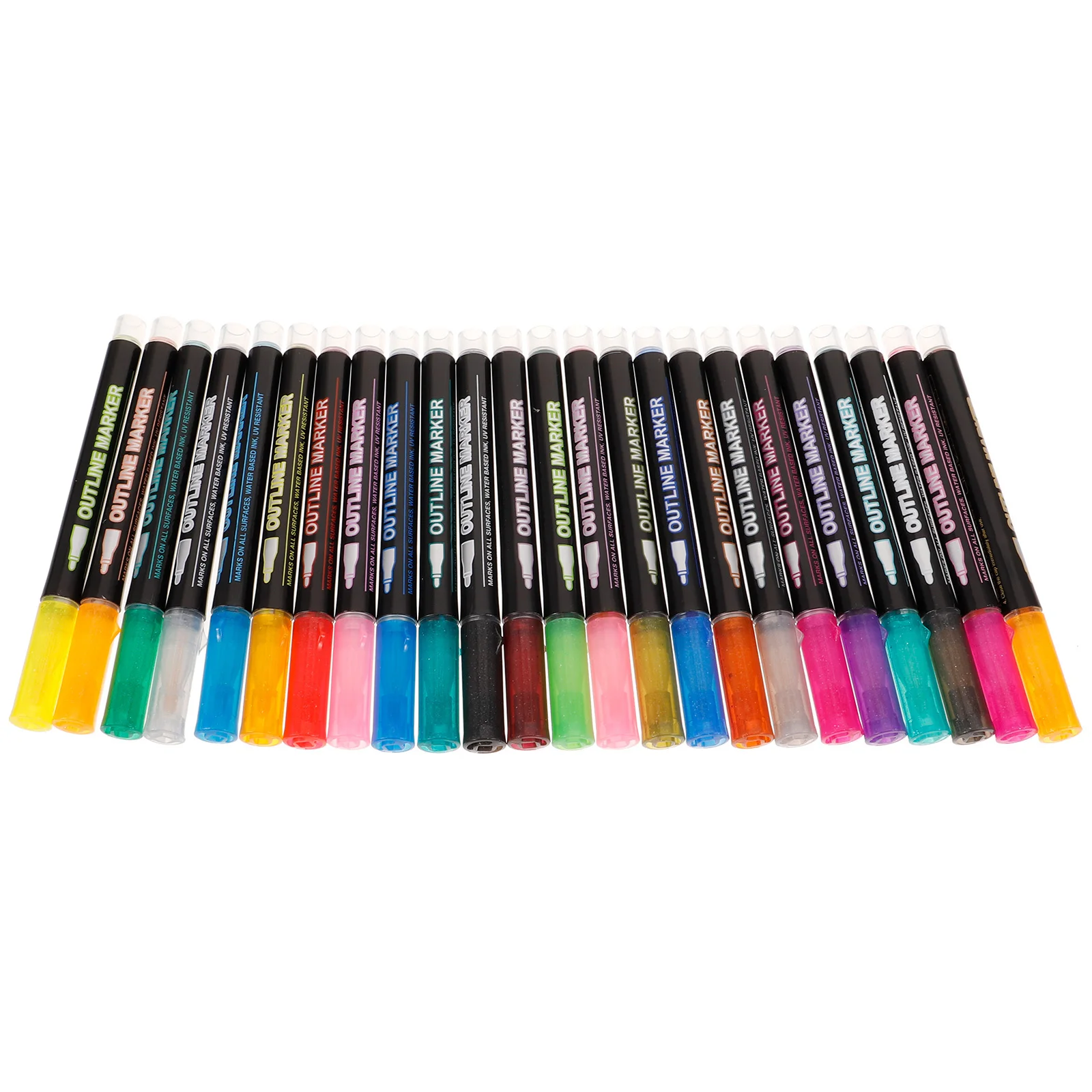 

24 Pcs for Pens Coloring Graphic Markers Glitter Coloured Writing Graffiti Highlighter Aesthetic Double Line