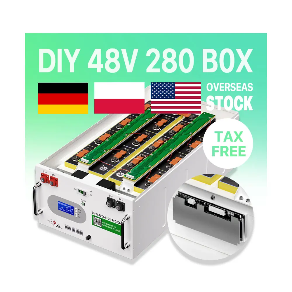 

Basen 48v 16s DIY Lifepo4 Battery Box Stackable Type Suitable for 200ah 230ah 280ah 302ah Cells Empty Lithium Battery Box Case