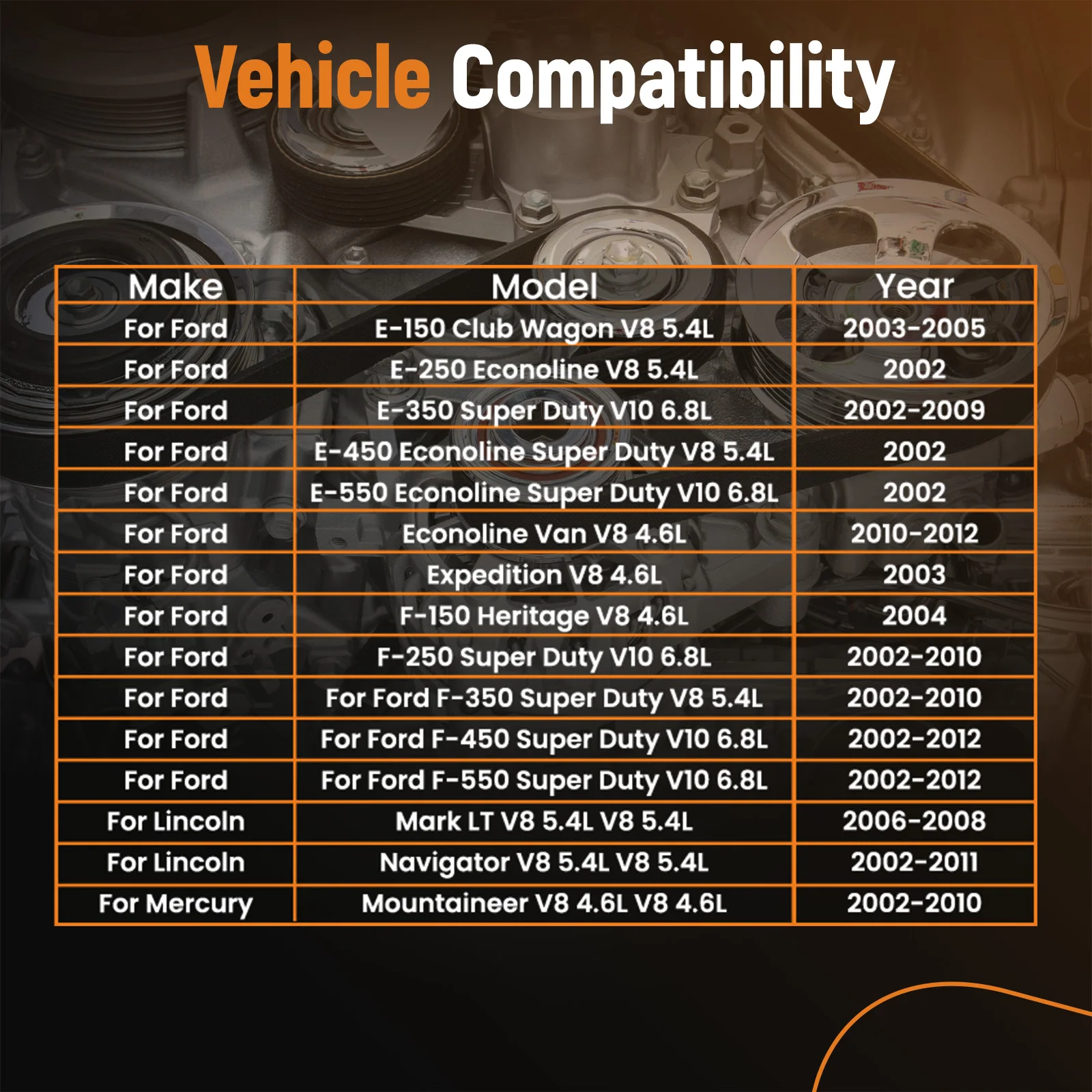 Aandrijfriemspanner voor Lincoln Navigator Aviator 4.6L 5.4L 2002-2011 49314