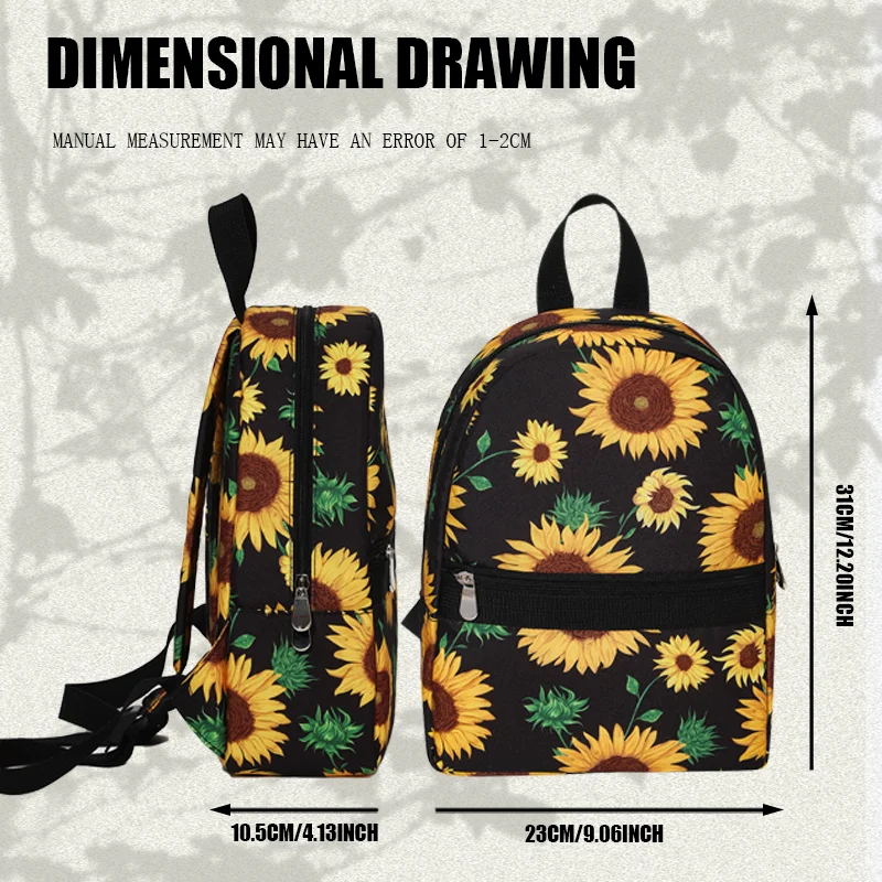 1pc Sunflower Flower Nylon Backpack Large Capacity Daily Commuting Storage Bag Can Hold Water Cups, Books, Clothing, Etc