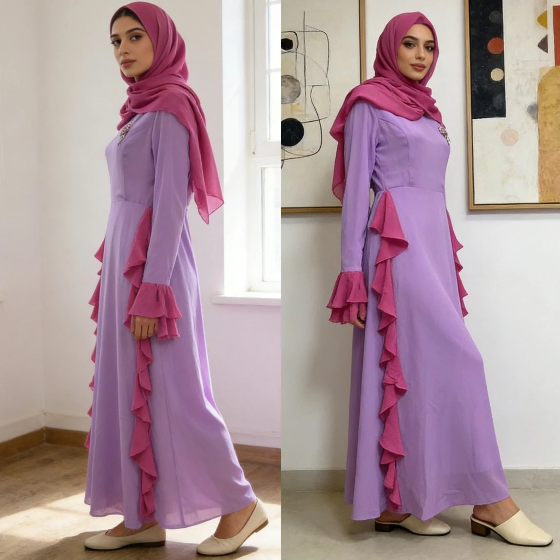 

Eid Dress Scarf Muslim Women Two Piece Set Abaya Kaftan Ramadan Vestidos Hijabs Morocco Dubai Jalabiya Lslan Arab Splice 2026