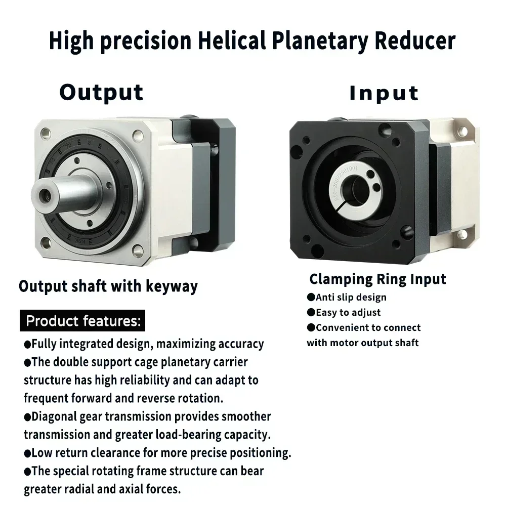 Helical Gear Nema23 Planetary Gearbox Ratio 5~100:1 6.35/8/11/14mm Input For 57mm Stepper Motor 60mm 400W Servo Motor Reducer