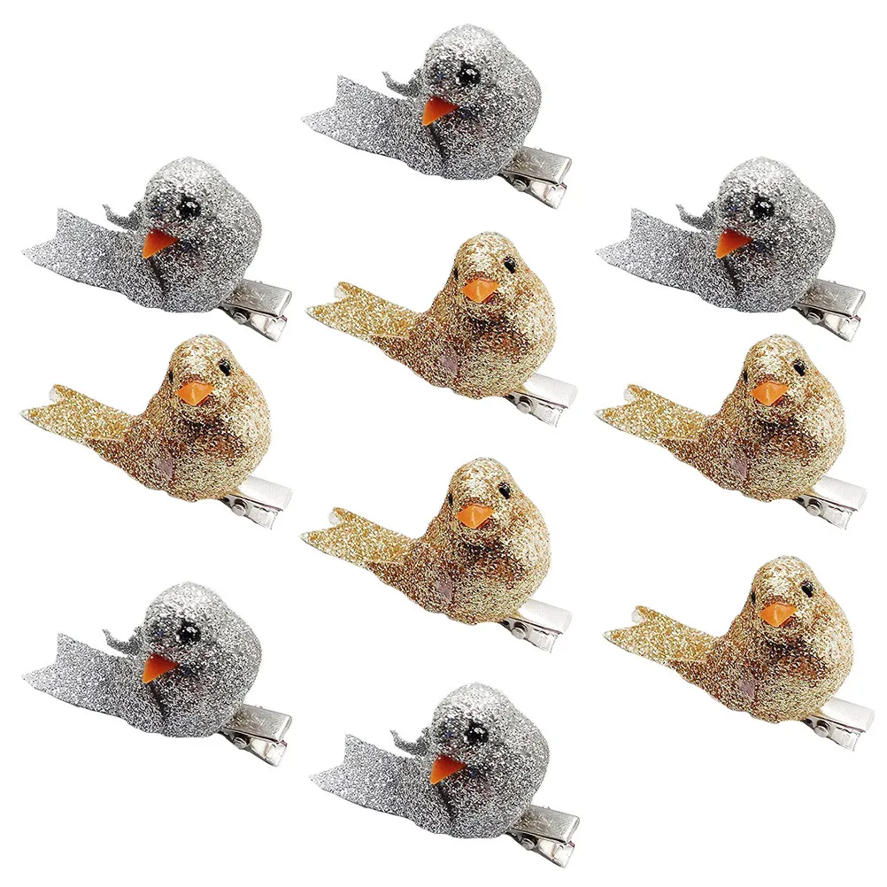 

10Pcs Bird Clips Emulation Tree Decoration Creative Garden Adornment Outdoor Yard Ornamental Decorative Supply
