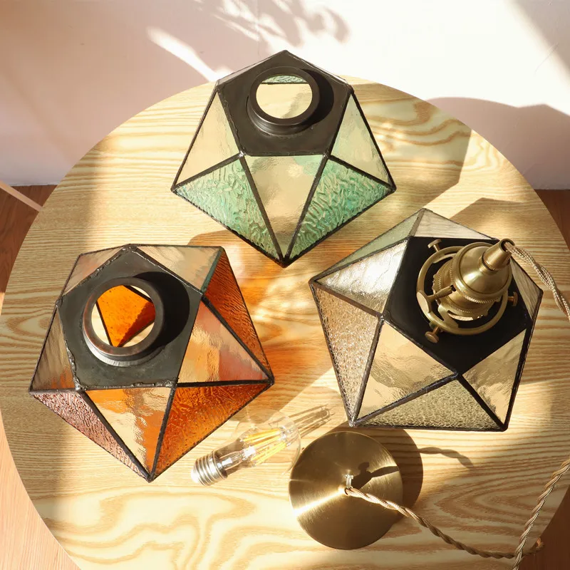 IWHD ممزق الزجاج LED مصباح معلق لغرفة المعيشة لوفت تركيبات الإضاءة الداخلية النحاس خمر قلادة الإضاءة Hanglampen #6