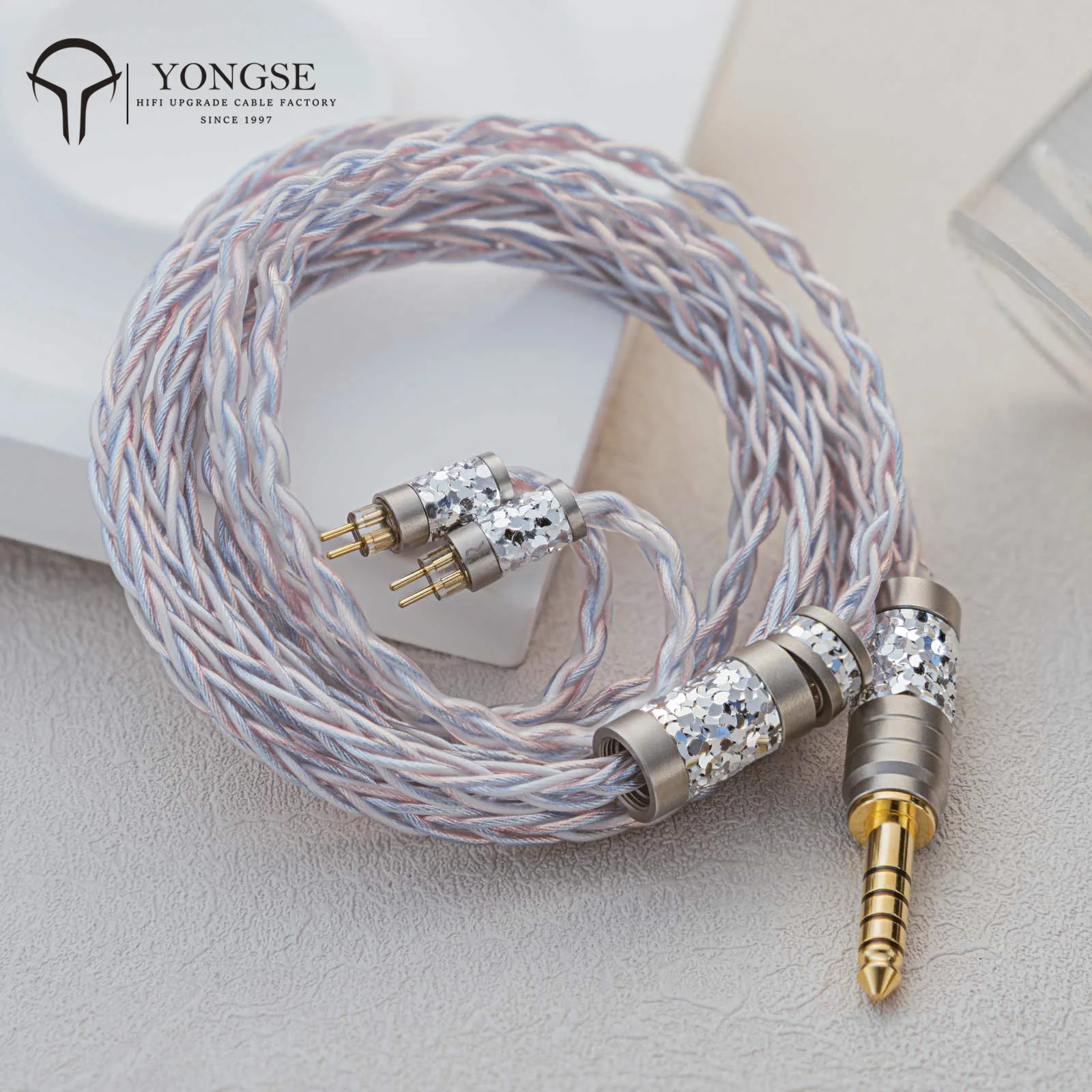 YONGSE Spark 8core 6N Litz Structure Hybrid Braid Furukawa Oxygen-Free Copper + Silver-plated Copper Earphone Upgrade Cable