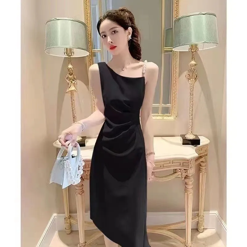 

Сексуальная юбка А-силуэта с жемчужными бретелями на плечах, облегающая, в стиле ретро, для женщин, для повседневной носки и домашнего использования