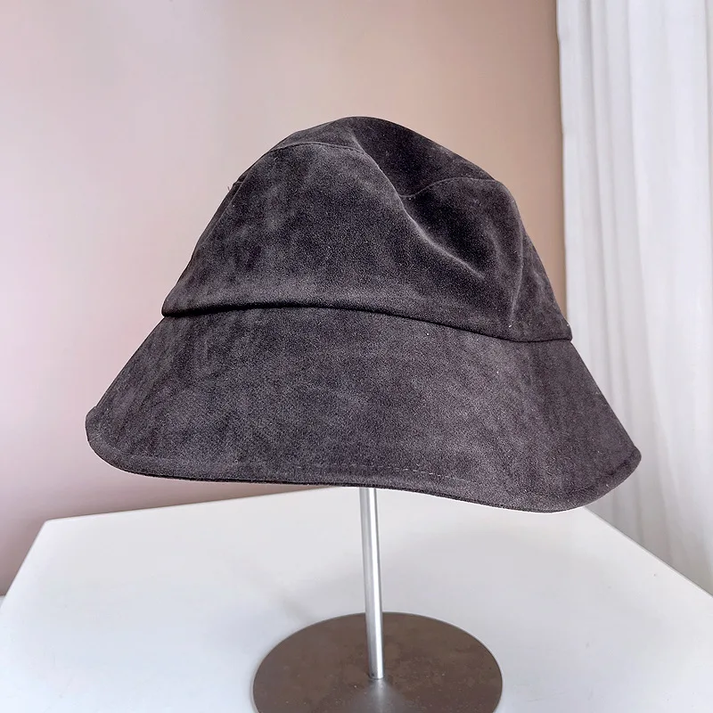 2025 Autumn And Winter New Style Deer Skin Velvet Matte Vintage Fisherman Hat Versatile Casual Bucket Hats Warm Cap