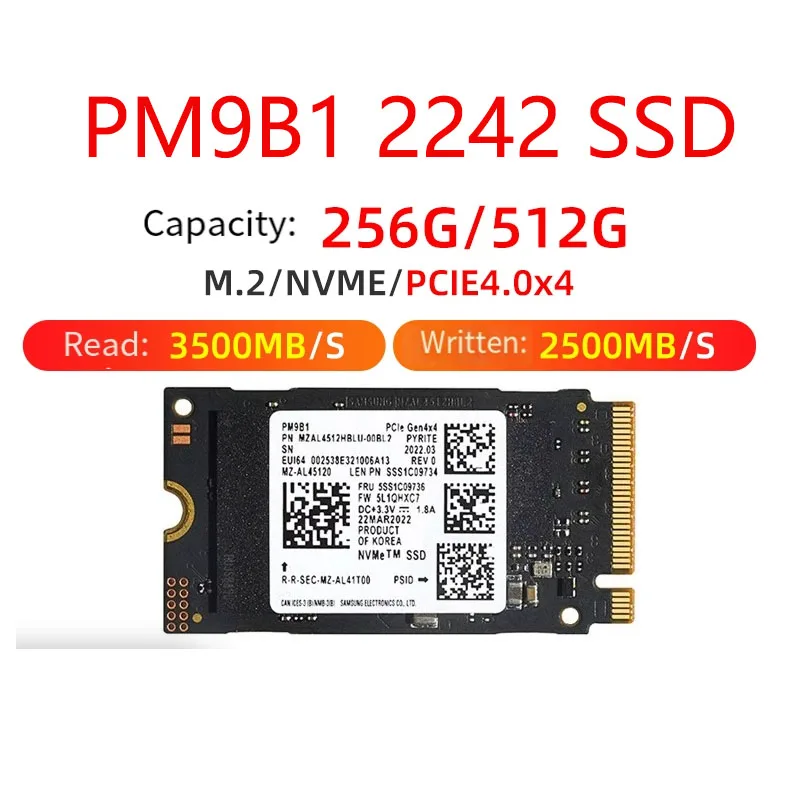 Оригинальный SSD PM9B1 1TB 512GB 256GB 2242 SSD PCIe Gen4 x4 NVME M.2 твердотельные накопители SSD для Samsung