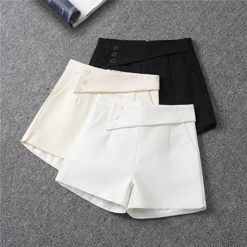 Trendy Elegant Shorts For Women's Summer 2024 New Slim Wide Leg Shorts Casual Sweet Irregular Trousers