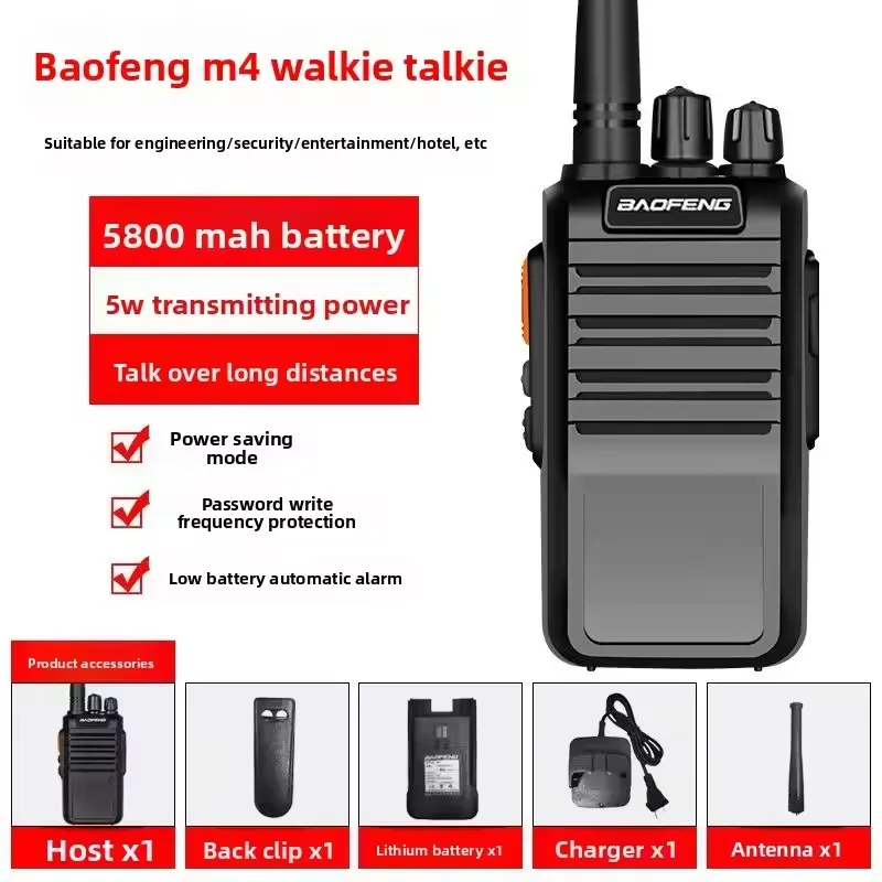 Baofeng BF-M4 with Encryption System UHF 400-470mhz 5W 3000mAh Light and Thin USB Charging Long Standby High Power Walkie-talkie