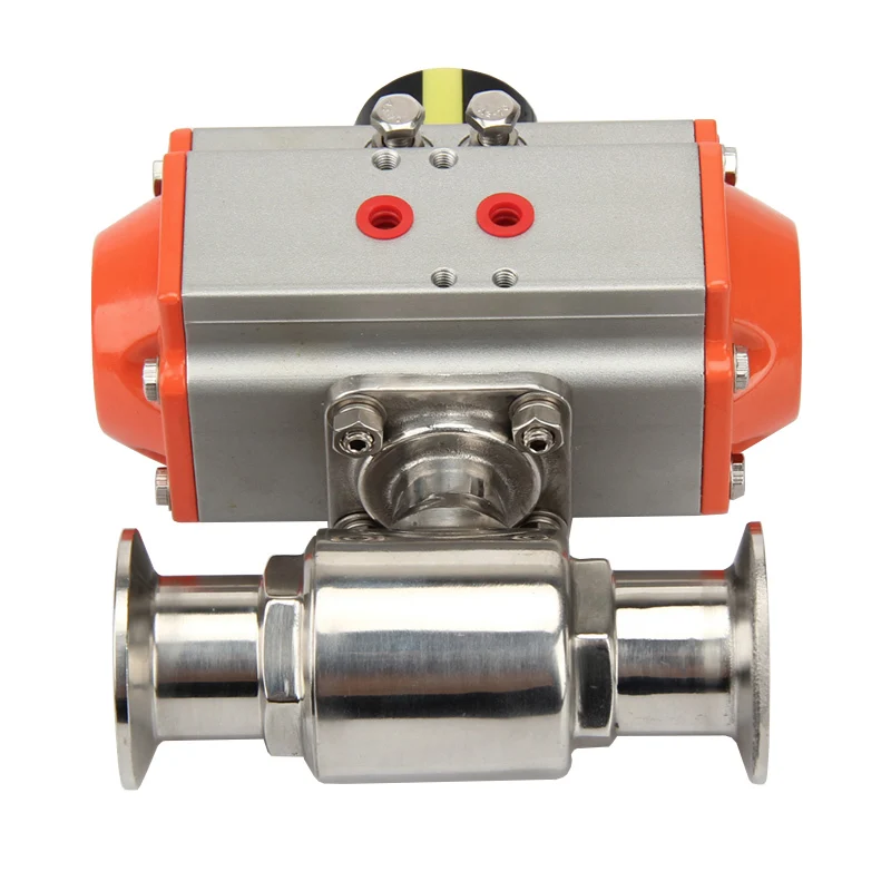 19mm 304 Stainless Steel Pneumatic Sanitary Ball Valve Tri Clamp Ferrule Type Double Acting Cylinder