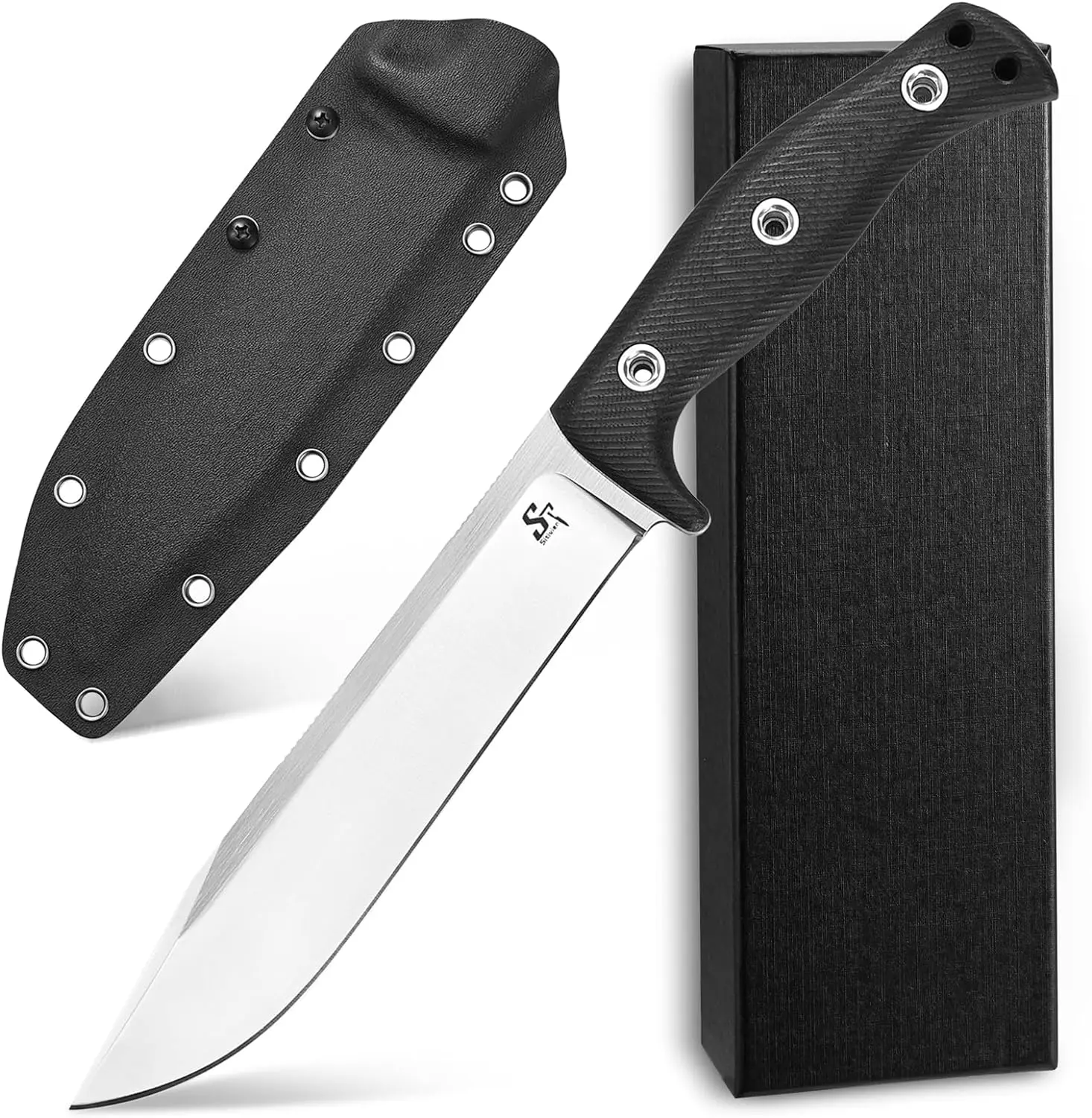Sitivien ST12 Fixed Straight Knife DC53 Brushed Steel Blade G10 Handle Full Tang EDC Blade Knife for Outdoors Camping Hunting