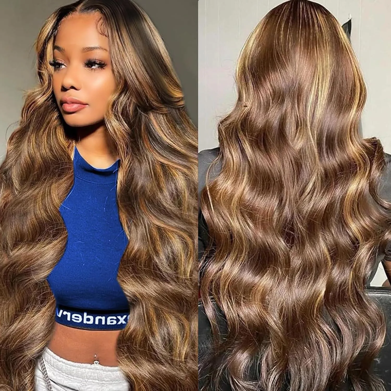 200% Ombre Body Wave Highlight 4x4 Lace Closure Human Hair Wig Honey Blonde Color Wig For Women Brazilian Wigs On Sale Clearance