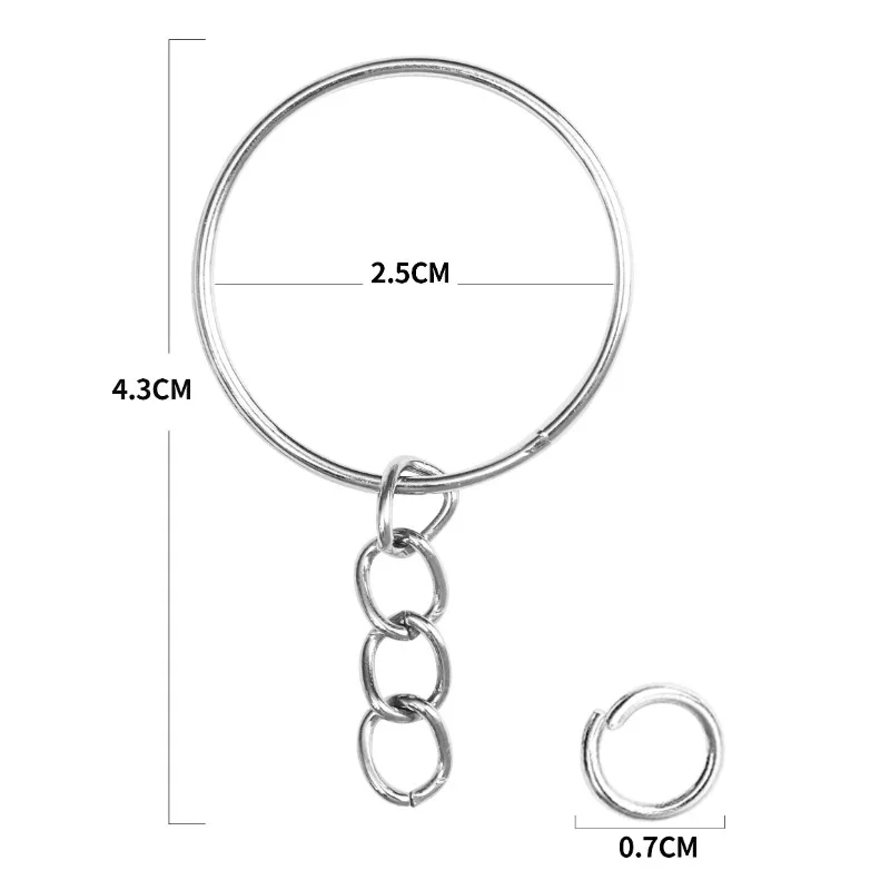 DIY Pattern Keyring Open Loop Key Chain Split Ring Hanging Chain Metal Key Ring Light Small Keychain Key Pendants Accessories