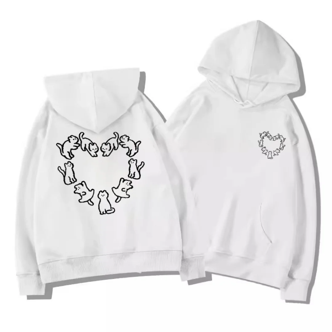 Gato dos desenhos animados gráfico hoodie puro algodão primavera e outono luxo nicho marca moda versátil masculino e feminino y2k hoodie