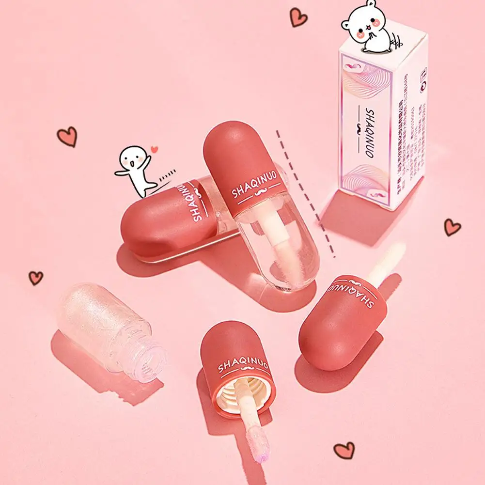 Bálsamo labial nutritivo hidratante com brilho labial transparente que muda de cor com brilho espelhado, fórmula leve com água para lábios suculentos e rechonchudos