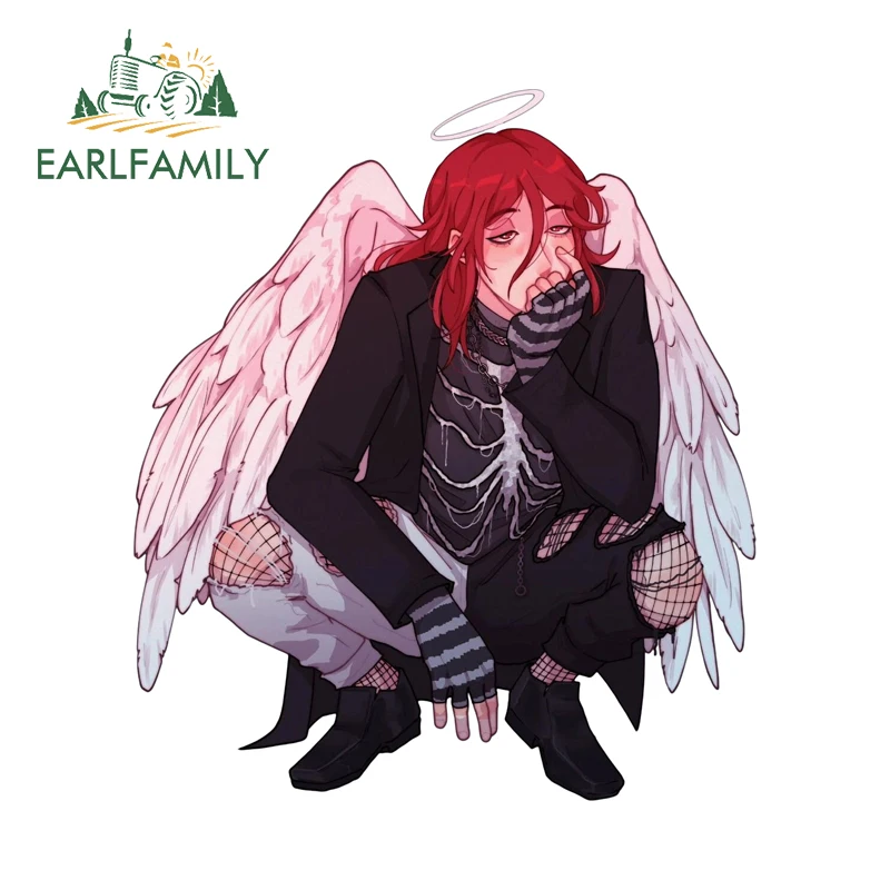 EARLFAMILY Cool Goth Angel Demon Car Sticker Personal Cartoon Fishing Tackle Box Camper Decals Nice Camper Custom Printing