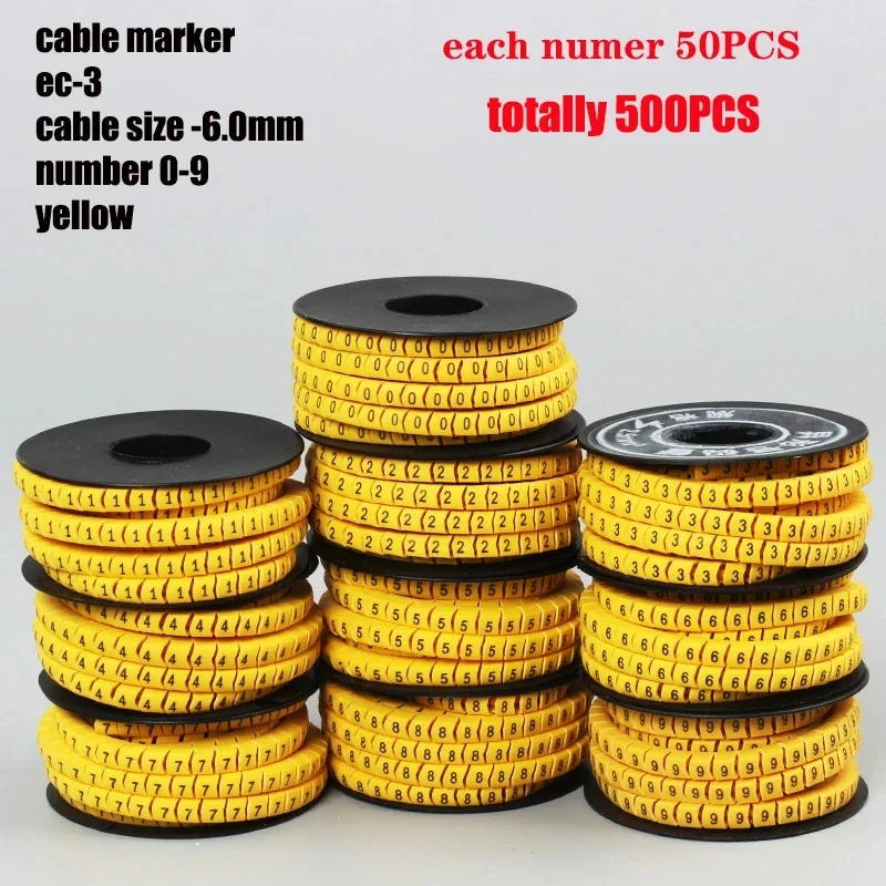 EC Export Type Number Tube 0-9 Distribution Box Wire Number Network Cable Label Mark Yellow Background Black Text