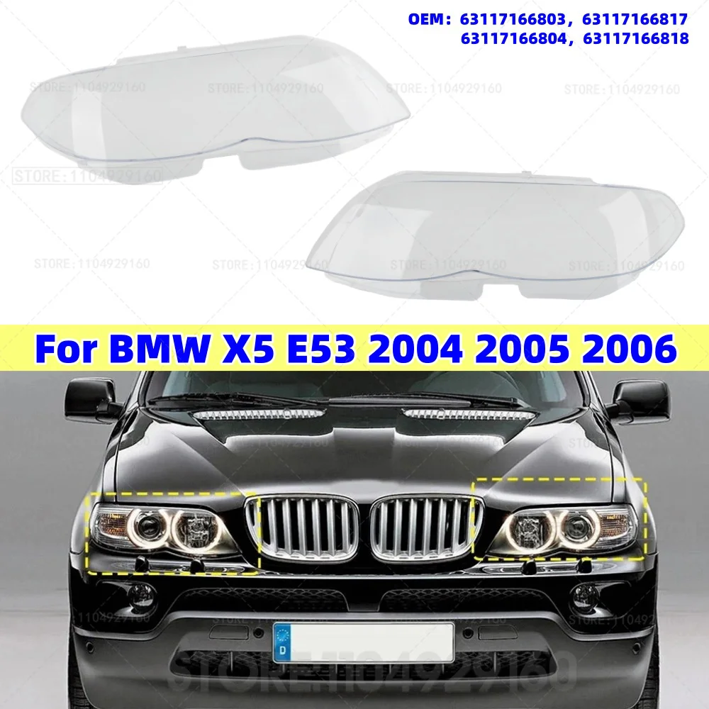 

For BMW X5 E53 Facelift 2004 2005 2006 Car Headlamp Cover Headlight Lens Glass Cover Lampshade Bright Shell Lens Covers