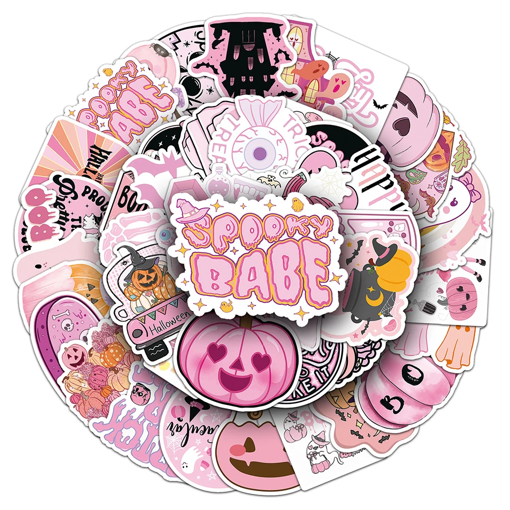 

10/30/50pcs Funny Pink Halloween Graffiti Stickers Cute Cartoon Kids Sticker Toy DIY Water Bottle Laptop Phone Waterproof Decals