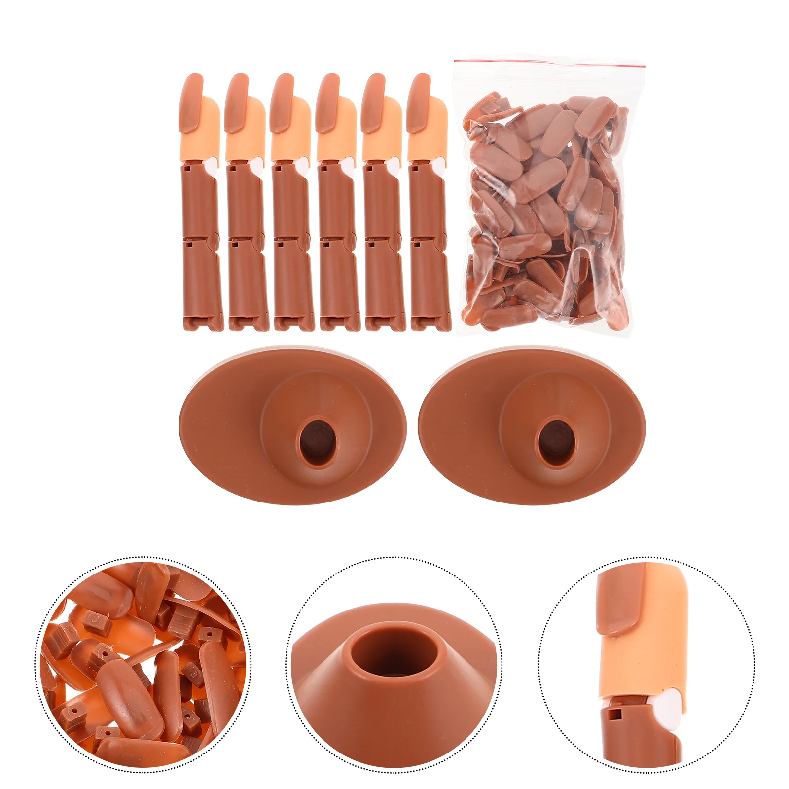 

1Set Practice Nail Finger Kit Adjustable Jointed Fake Hand for Nails Brown Detachable Base Beginner Manicure Nail Art Training