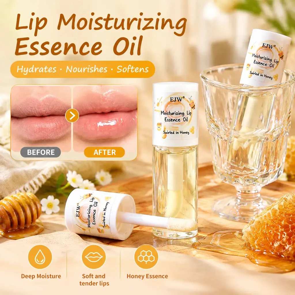 Lip Oil Lip Gloss Moisturizing Honey Lip Essence Serum Plump Smooth Lips Repair Dry Chapped Long Lasting Nourishing Care Women