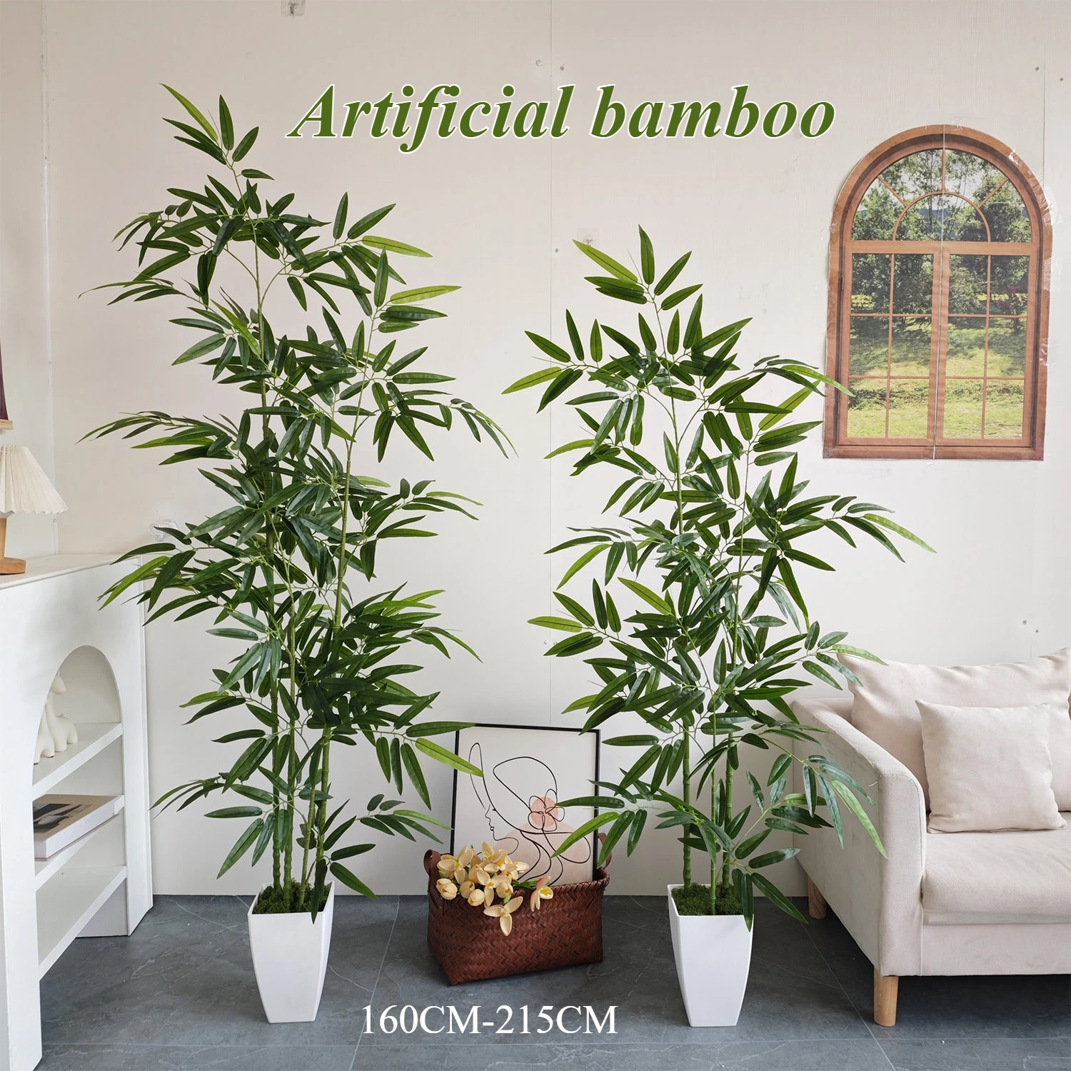

Artificial Bamboo PVC Material Large Bamboo 160CM To 210CM Simulation Bamboo Potted Family Hotel Garden Decoration Fake Plants