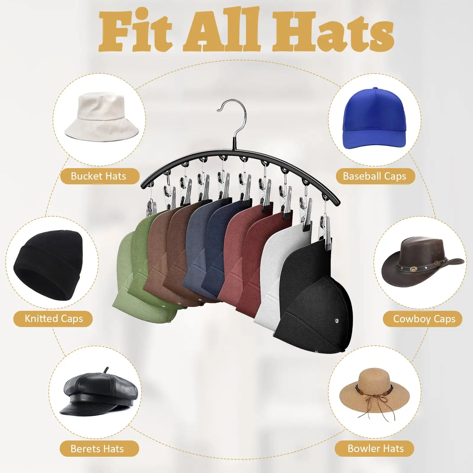 Rack de armazenamento de roupas multifuncional de aço inoxidável, organizadores de armário de cabide de economia de espaço e armazenamento para calças, saias, chapéus
