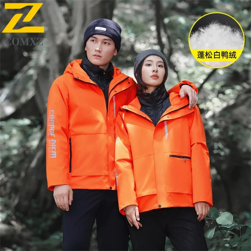 COMXZ Neutral New Down Jacket  3-in-1 Adventure Thickened Warm Windbreaker Casual Travel Cold Protection Autumn Winter Coat