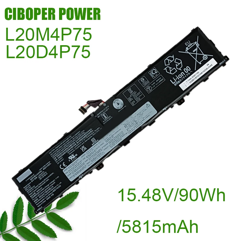 

CP Genuine Laptop Battery L20D4P75, L20M4P75 15.48V/5815mAh/90Wh For P1 G4 Series 5B11B79217, 5B11B79218,SB11B79215, SB11B79216