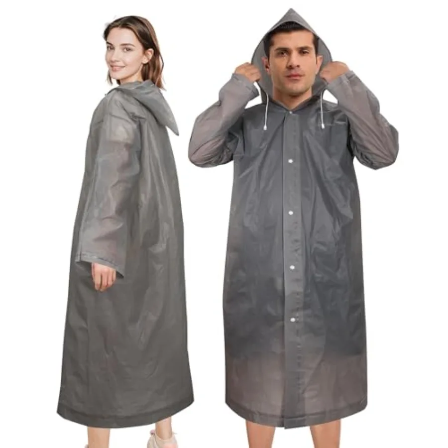 

Rain Ponchos for Adults Reusable 2 Pack,Waterproof EVA Raincoats with Hood and Drawstring for Women and Men