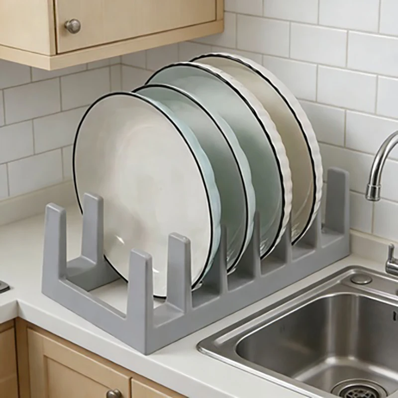 1 pc Multifunctional multi-slot kitchen pot lid storage rack, cutting board and dish storage organizer - Detail 1