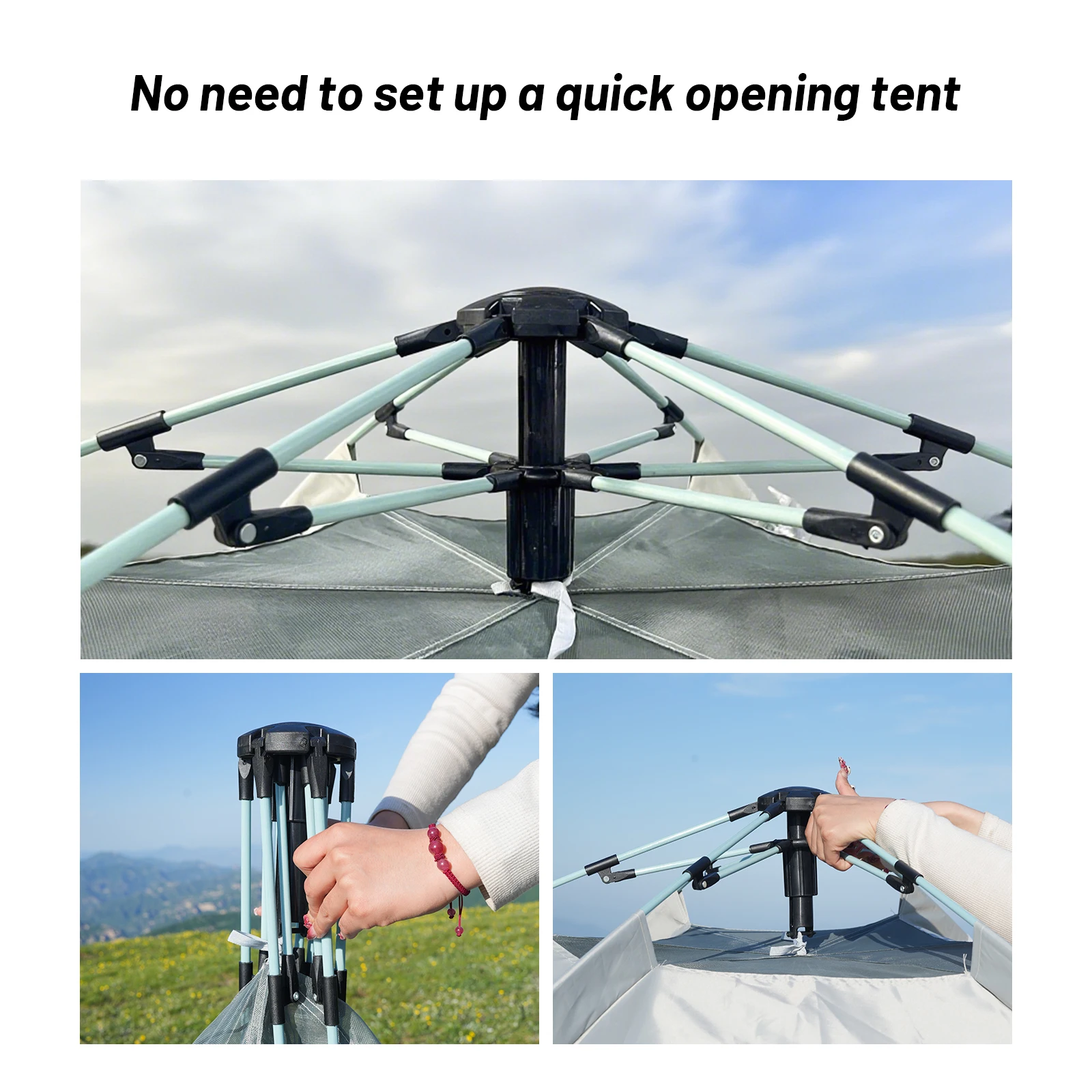 خيمة تخييم خارجية سداسية سريعة الفتح مع قماش أكسفورد للحماية من الشمس وأشرطة مقاومة للرياح، خيمة شبكية من 6 جوانب، خيمة كروية #4