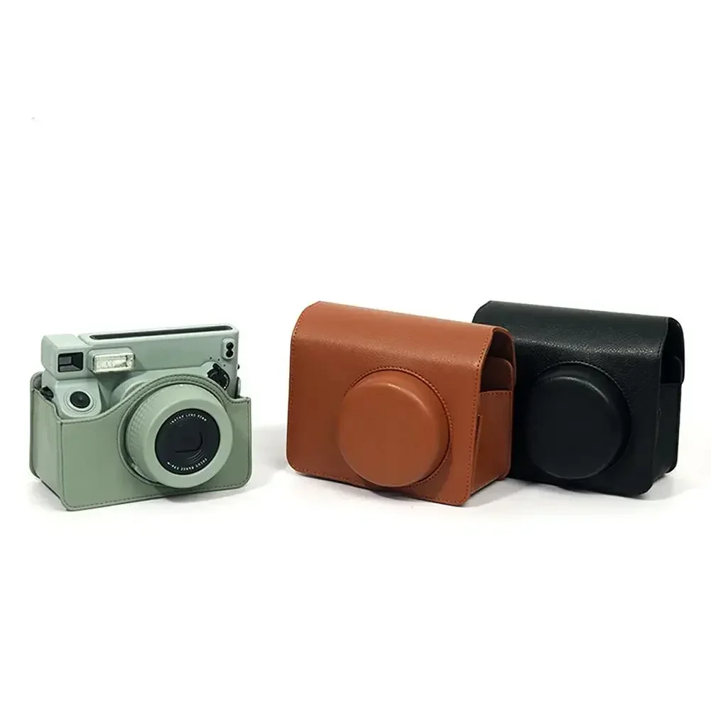 YP Suitable for Instax Wide 400 PU Leather Camera Bag, Equipped with Horizontal Strap, Leather Retro Camera Bag Protective Cover